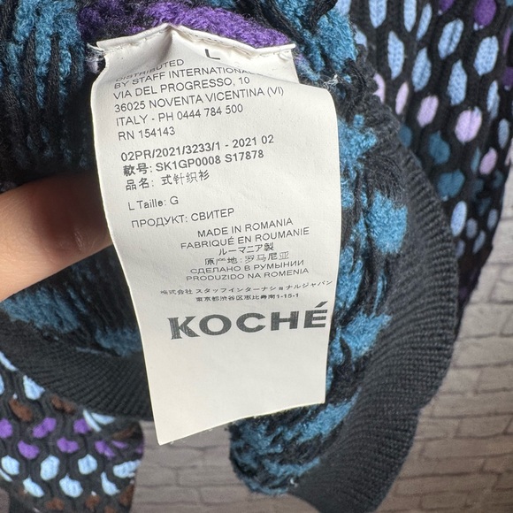 Koche Cropped Polka Dot Sweater Womens size large FLAWED - Picture 4 of 10